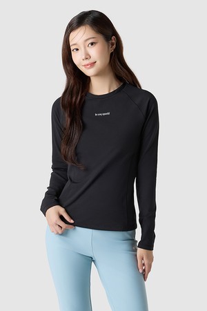 여성 슬림핏 인도어 기능성 약기모 긴팔 티셔츠 - 블랙(QQ412ORLO1)
