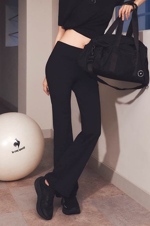 여성 인도어 부츠컷 트리코트 본딩 팬츠 - 블랙(QQ412OPFO1)