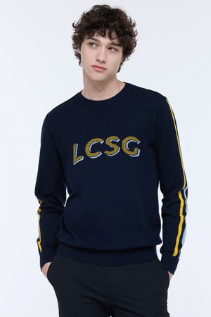 남성 슬리브 라인 라운드 스웨터 (GQ321MKP94)_NAVY-a