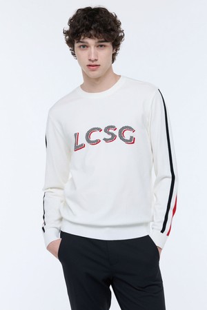 남성 슬리브 라인 라운드 스웨터 (GQ321MKP94)_IVORY-a