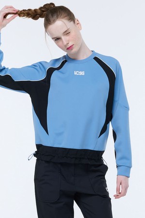 여성 배색 포인트 스웻셔츠 (GQ322LRL93)_BLUE-a