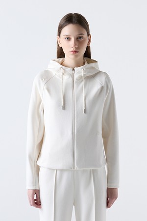 우먼스 트레이닝 후드 집업 자켓 아이보리 SQ322PFT83