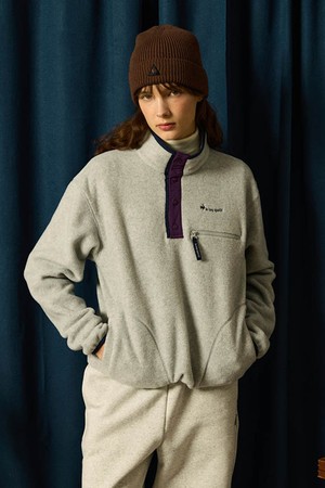 유니 플리스 루즈핏 하프집업 - 그레이 QQ423LFSO3