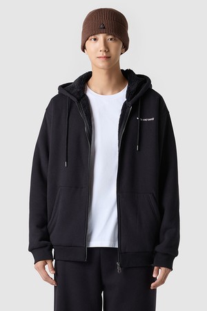 유니 셸파 루즈핏 후드 집업 - 블랙 QQ423LFTO1