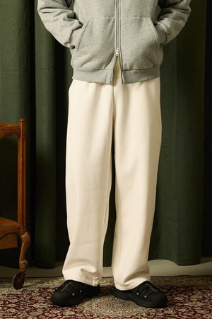 유니 기모 루즈핏 스트레이트 팬츠 - 아이보리 QQ423LFPO1