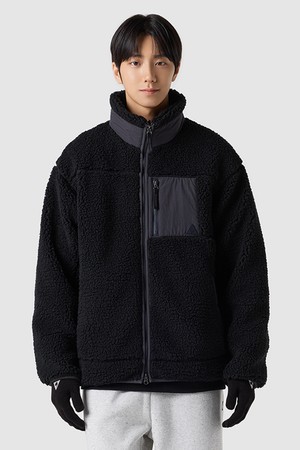 유니 플리스 루즈핏 자켓 - 블랙 QQ423LJKO1