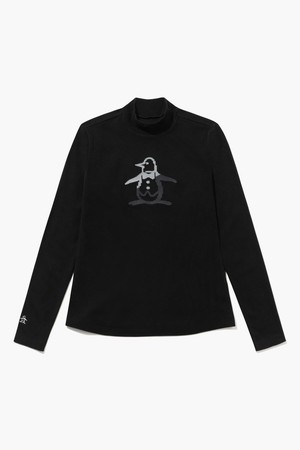 여성 모크넥 원포인트 이너 티셔츠 블랙 MQ422LINO1