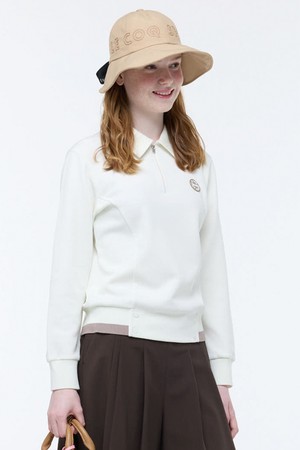 여성 골지 기모 반집업 티셔츠 _CREM GQ422LTLO1_IVORY-a