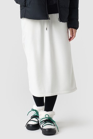 여성 루즈핏 벨듀로이 미디기장 스커트 - 아이보리 QQ422OSKO3