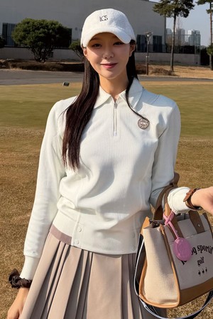 여성 골지 기모 반집업 티셔츠 _CREM GQ422LTLO1