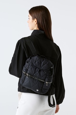우먼스 미니 후드 퀄팅 백팩 블랙 SQ422SBPO1