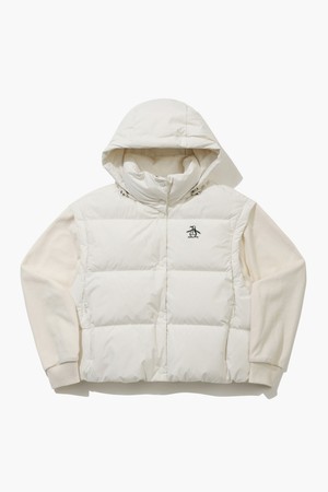 여성 소매 디테쳐블 푸퍼 다운 베스트 아이보리 MQ422PJPO2