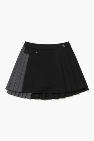 여성 배색 플리츠 스커트 블랙 MQ422LSKO1