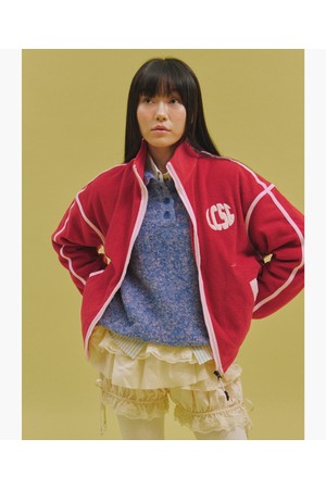 [온라인 전용] 여성 배색 포인트 플리스 점퍼 _CRS0 GQ322LBL96_RED-a