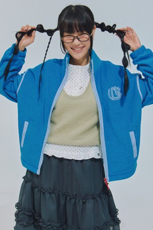 [온라인 전용] 여성 배색 포인트 플리스 점퍼 _BLUE GQ322LBL96