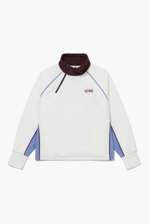 여성 우븐 배색 하프 집업 방풍 플리스 _CREM GQ422LRLO2_IVORY-a