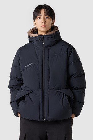 유니 루즈핏 컬러후드 다운 자켓 - 블랙 QQ423EDJN7