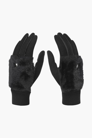 여성 기모 퍼 양손 장갑 _BLCK GQ422LGLO2_BLACK-a