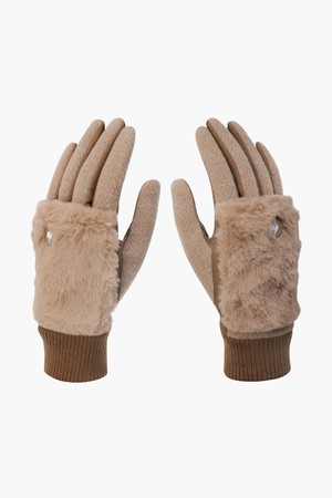 여성 기모 퍼 양손 장갑 _BEGE GQ422LGLO2_BEIGE-a