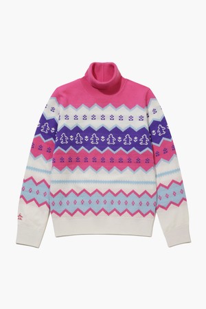 여성 홀리데이 패턴 방풍 스웨터 핑크 MQ422LSWN2