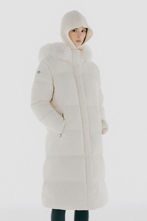 우먼스 캐논 롱 다운 자켓 아이보리 SQ422SDJO2