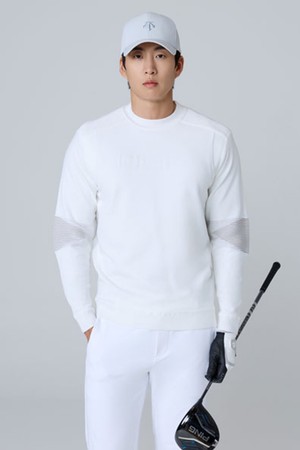 [데상트골프] 남성 투톤 하이넥 방풍 스웨터  DQ42MFKPOB_IVORY-a