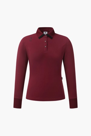 [데상트골프] 여성 니트 카라 기모 티셔츠  DQ42WFTLOE_WINE-a