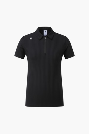 [데상트골프] 여성 카라넥 반팔 티셔츠 (DP12WFTS3A)_BLACK-a