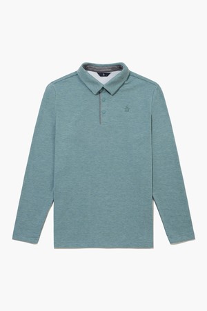 남성 투톤 멜란지 기모 카라 티셔츠 그린 MQ421MTLN2