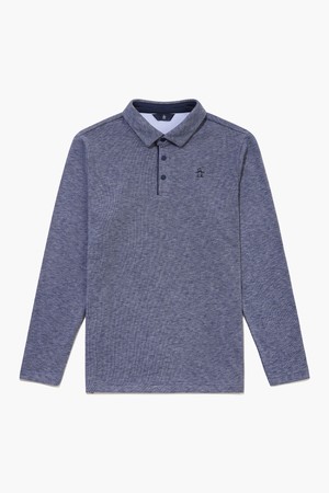 남성 투톤 멜란지 기모 카라 티셔츠 데님블루 MQ421MTLN2