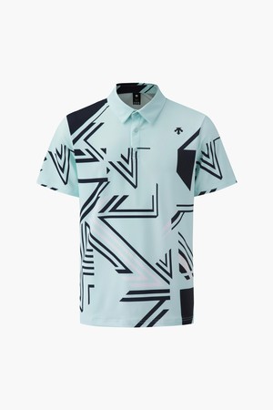 [데상트골프] 남성 전판 패턴 반팔 카라 티셔츠 (DP22MFTS6G)_GREEN-a