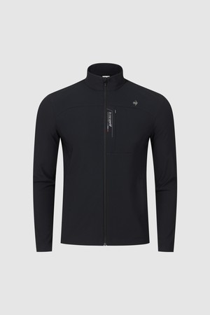 유니 트리코트 본딩 스탠넥 트랙탑 - 블랙 QR123EFT11