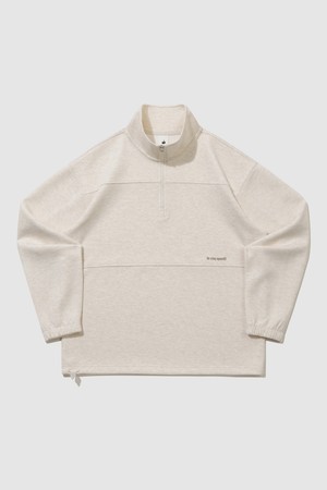 유니 쿠션지 루즈핏 하프집업 - 오트밀 QR123LFS13