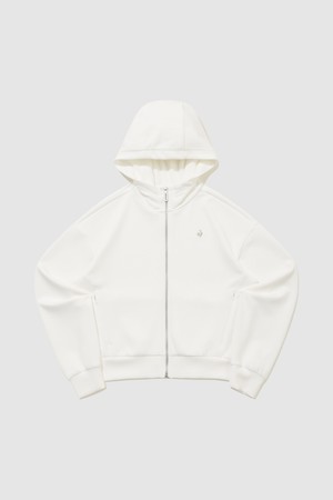 여성 더블텐션2.0 루즈핏 세미크롭 후드 집업 - 크림 QR122OFT11