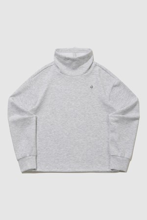 여성 더블텐션2.0 루즈핏 하이넥 맨투맨 - 그레이 QR122OFS13