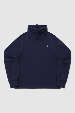 여성 더블텐션2.0 루즈핏 하이넥 맨투맨 - 네이비 QR122OFS13