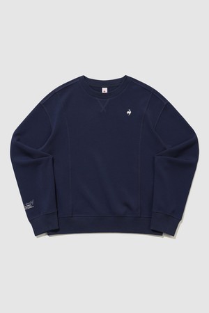 여성 더블텐션2.0 루즈핏 라운드 맨투맨 - 네이비 QR122OFS12