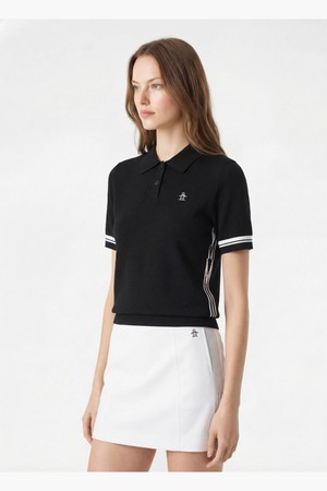 여성 시그니처 라운드 반팔 티셔츠 블랙 MR122LTS13