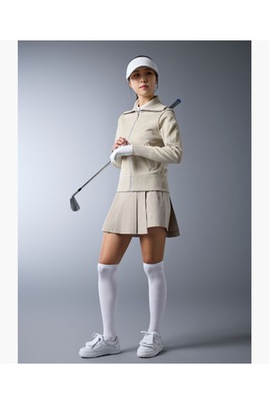 [데상트골프] 여성 언발란스 플리츠 쇼츠  DR12WFSP11_BEIGE-a