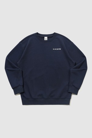 유니 백그래픽 루즈핏 맨투맨 네이비 QR123LFS22