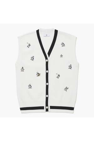 [먼싱웨어] 여성 펭귄 자수 베스트 화이트 MR122LKV12_WHITE-a