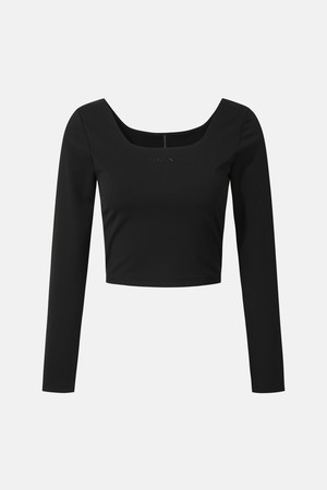 우먼스 스퀘어넥 긴팔 티셔츠 블랙 SR122PTL12