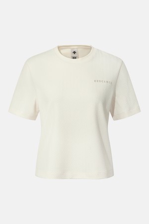 우먼스 자카드 반팔 맨투맨 크림 SR122PHT21