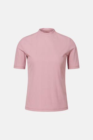 우먼스 골지 반하이넥 5부 티셔츠 딥 핑크 SR122PTS11