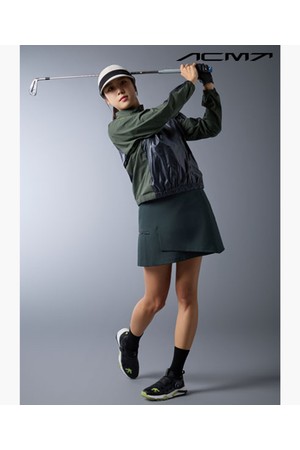 [데상트골프] 아크먼트(ACMT) 여성 플리츠 믹스 A라인 스커트  DR12WFSK12_CAMEL-a