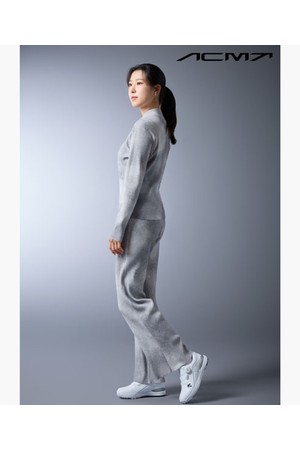 [데상트골프] 아크먼트(ACMT) 여성 니트 프린트 부츠컷 팬츠  DR11WFPT15_GREY-a