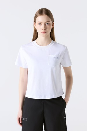 우먼스 쿨링 세미 크롭 반팔 티셔츠 화이트 SR112PTS14