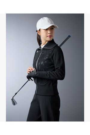 [데상트골프] 여성 볼륨 엠보 포인트 풀집업 가디건  DR11WFKO19_BLACK-a