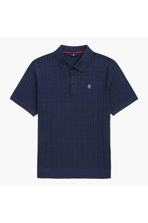 [먼싱웨어] 남성 케이블 반팔 스웨터 데님블루 MR121MSW31_BLUE-a