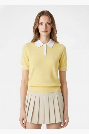 여성 조직감 카라 스웨터 옐로우 MR122LSW33